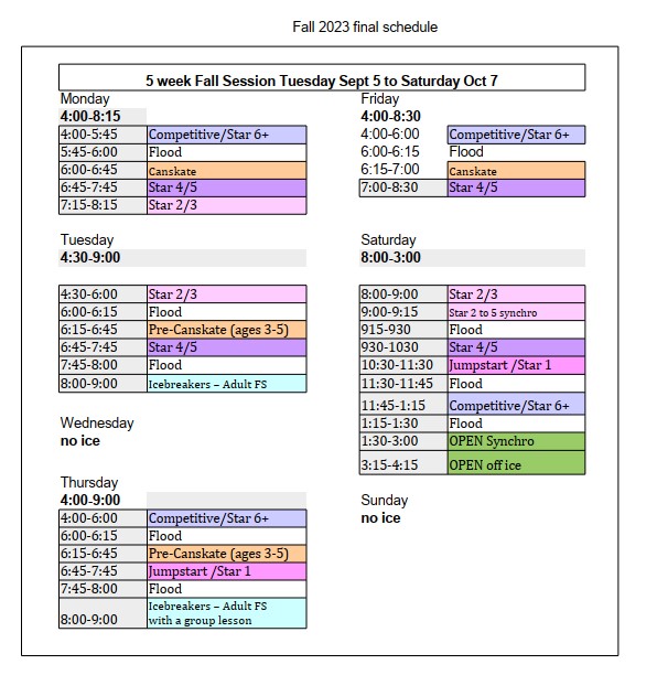 Fall 2023 final Schedule :: Riverview Skating Club (NB)